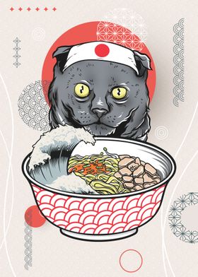 Scottish Fold Cat Ramen