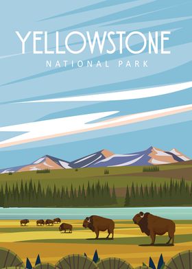 Yellowstone National Park Poster By Caravan Studio Displate