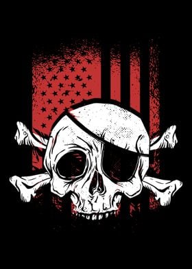 Pirate Skull USA flag