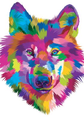 Geometric wolf portrait