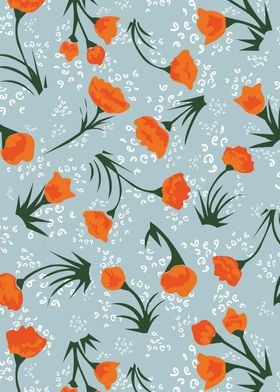 Tiny orange floral pattern