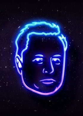 Elon Musk neon portrait 