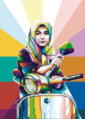 GIRL WITH VESPA POPART