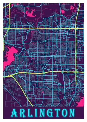 Arlington Neon City Map