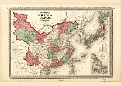 Map of China Japan 1868