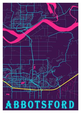 Abbotsford Neon City Map 