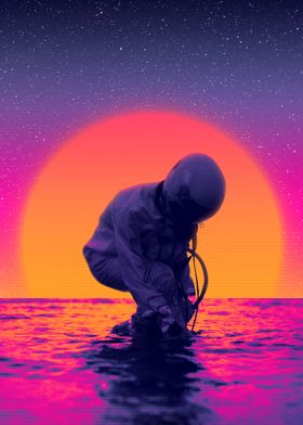 Astronaut beach sunset