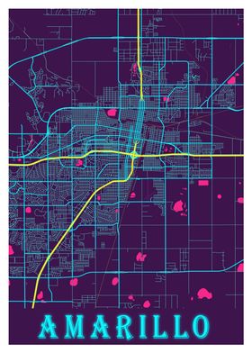 Amarillo Neon City Map
