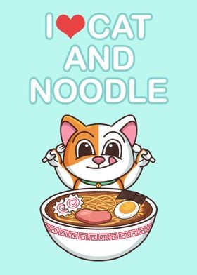 cat eat ramen noodle