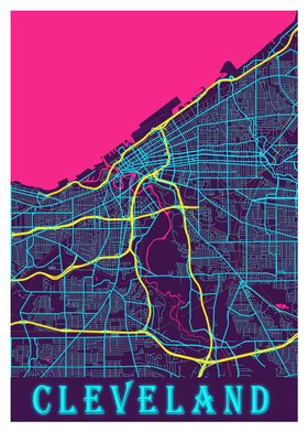 Cleveland Neon City Map
