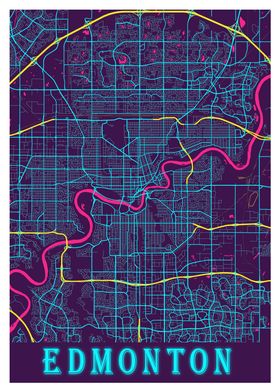 Edmonton Neon City Map
