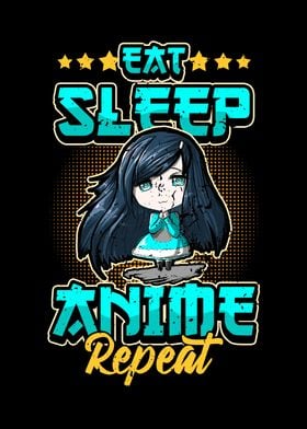 Funny Anime Eat Sleep