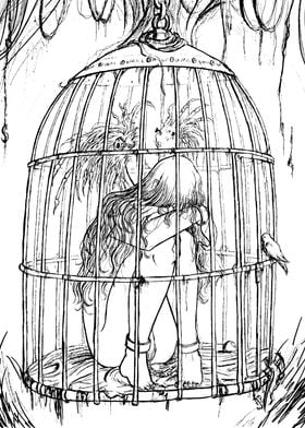 Caged Angel Lineart