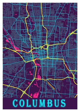 Columbus Neon City Map