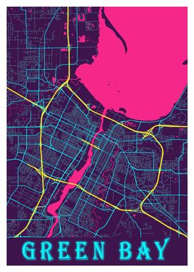 Green Bay Neon City Map