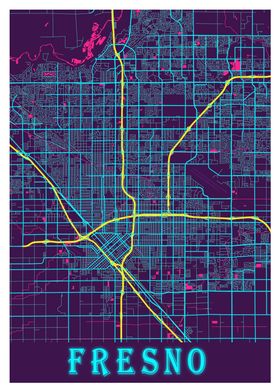 Fresno Neon City Map