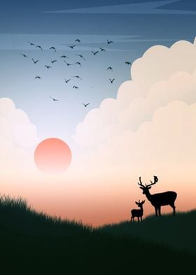 silhoutte deer vector