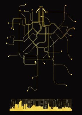 Amsterdam City Metro Map