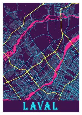 Laval Neon City Map