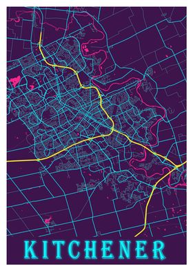 Kitchener Neon City Map