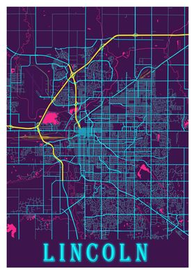 Lincoln Neon City Map