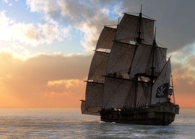 Pirate Ship Sunset