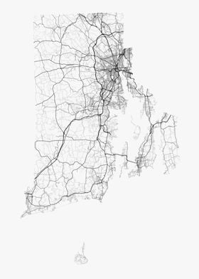 Roads of Rhode Island Map