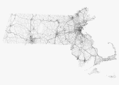 Roads of Massachusetts Map