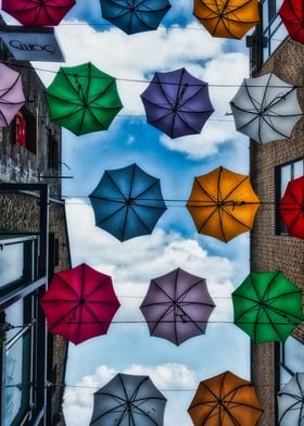 Umbrellas looking up