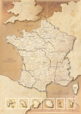 Map of France : Vintage