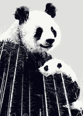 panda mother and child