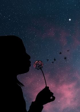 Dandelion Girl Silhouette