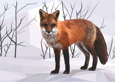 Low Poly Fox in Snow