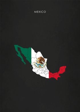 Mexico Flag' Poster, picture, metal print, paint by Christian Strang