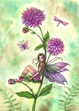 Dahlia Flower Fairy Art