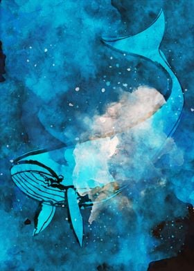 Whale in blue tone