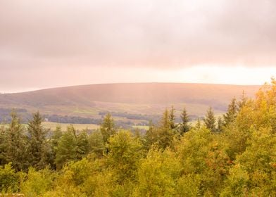 Sunset landscape with hill