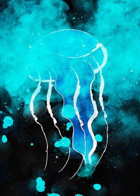 Jellyfish in blue tone