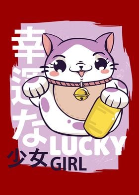 Maneki Neko Cat Lucky Girl