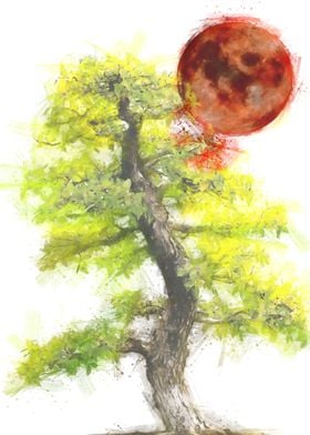 japan tree watercolor