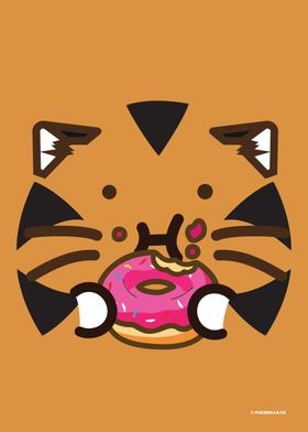Tiger Face Eating Donut