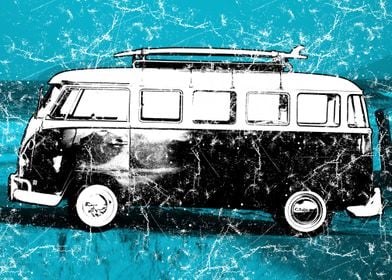 kombi surf blue