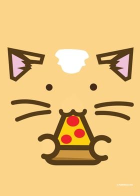 Cat Eating Pizza Face