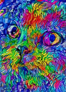 Cat psychedelic portrait