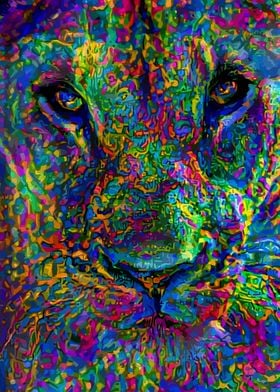 Lioness colorful mosaic