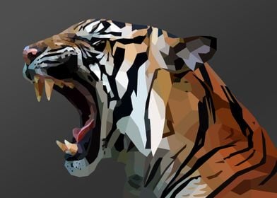 Low poly tiger dark large