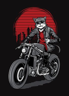 Cat rider motorbike art