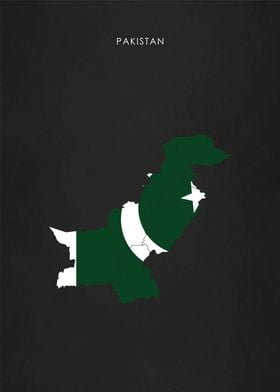 Pakistan Flag Map Poster