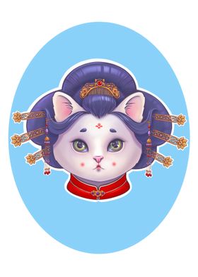 Cute geisha cat 