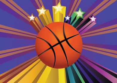 Basketball Ball and stars